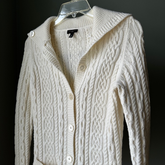 Soft Ivory Cable Knit Cardigan, Small Petite - Picture 8 of 16